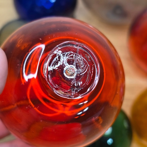 Set of 11 Vintage Large Japanese Blown Glass Fishing Float Buoys Red Blue Green - Picture 7 of 11